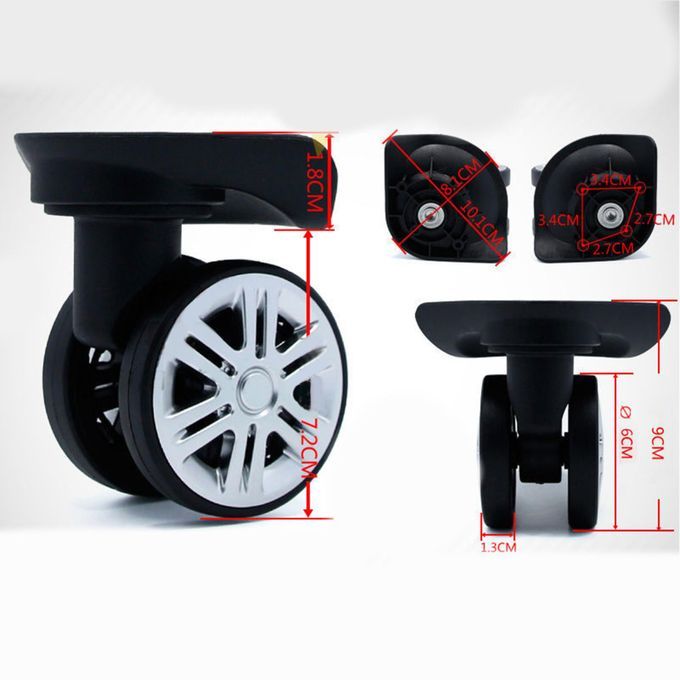 2x Luggage Mute Wheel Heavy Duty Wear Resistant Black Without Brake