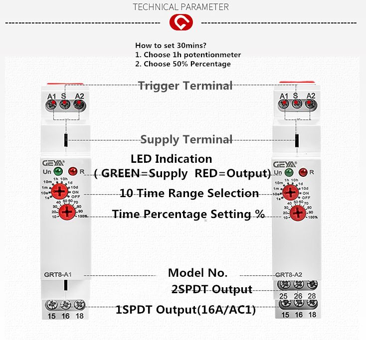 Geya Delay On Delay Off Timer Relay Electronic Type 16a Ac2