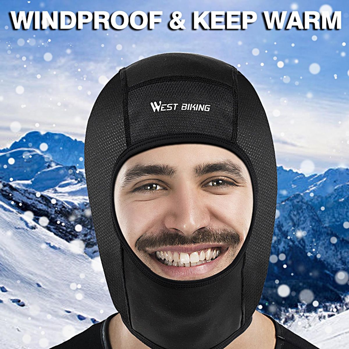 Cycling Face Cover Ear Protection Stretchy Motorcycle Liner Black