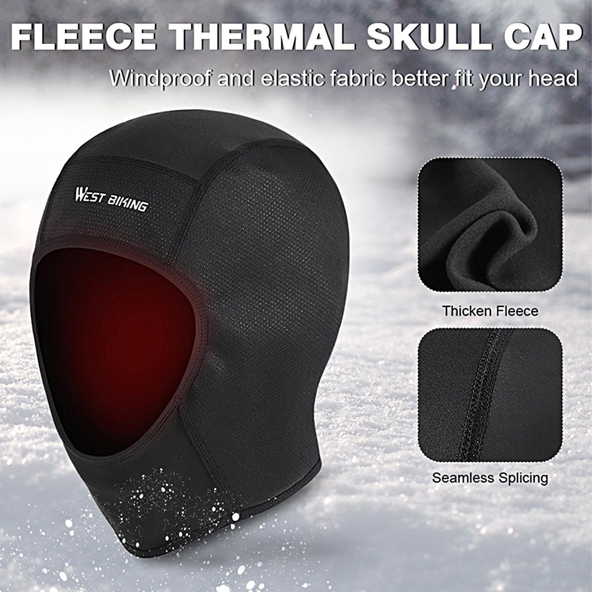 Cycling Face Cover Ear Protection Stretchy Motorcycle Liner Black