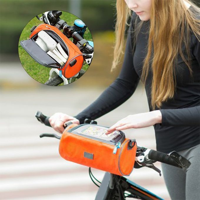 With Touch Screen Window Bicycle Bag Mobile Phone Bag Waterproof Oxford Cloth Orange