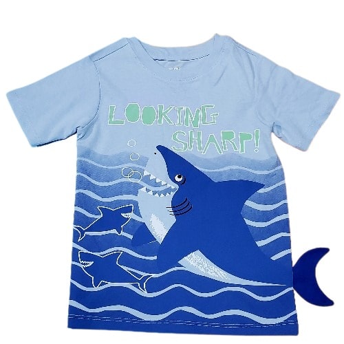 Children Shark Character Print Tshirt