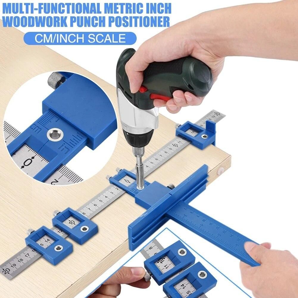 Multi-Function Drill Punch Jig Tool Locator Furniture Cabinet Hardware Locator Woodworking Joinery Drill Bit Guide Hand Tools