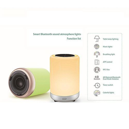 Bluetooth Speaker Lamp, Touch Sensor Bedside Lamp Colour Changing Speaker Light, Timing Function, Support NFC Connection APP Control, Best Gift For Kids, Friends, Party, Bedroom, Outdoor. HT-S