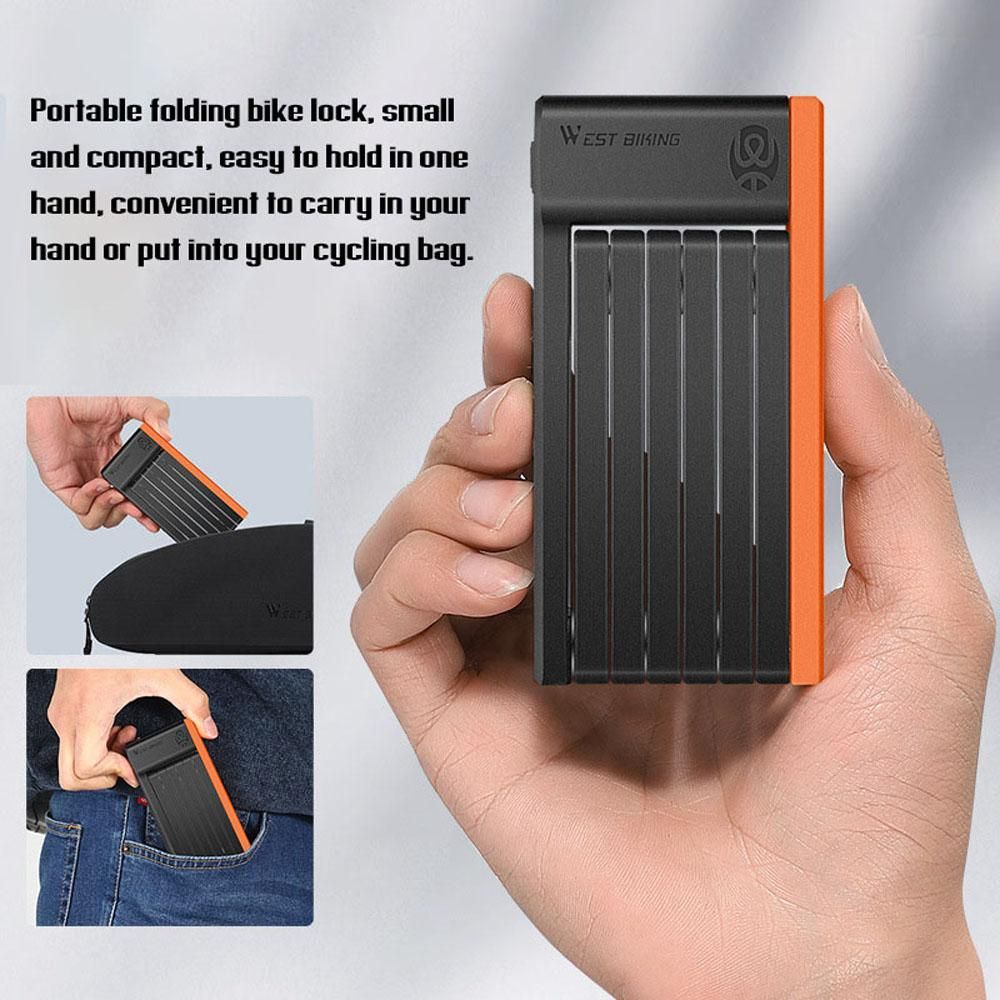 WEST BIKING Compact Folding Bike Lock Anti-Theft Chain Lock Heavy Duty Secure Guard with 3 Keys for Bike Electric Bike/Scooter