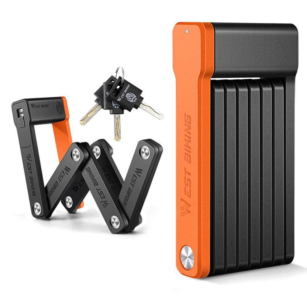 WEST BIKING Compact Folding Bike Lock Anti-Theft Chain Lock Heavy Duty Secure Guard with 3 Keys for Bike Electric Bike/Scooter