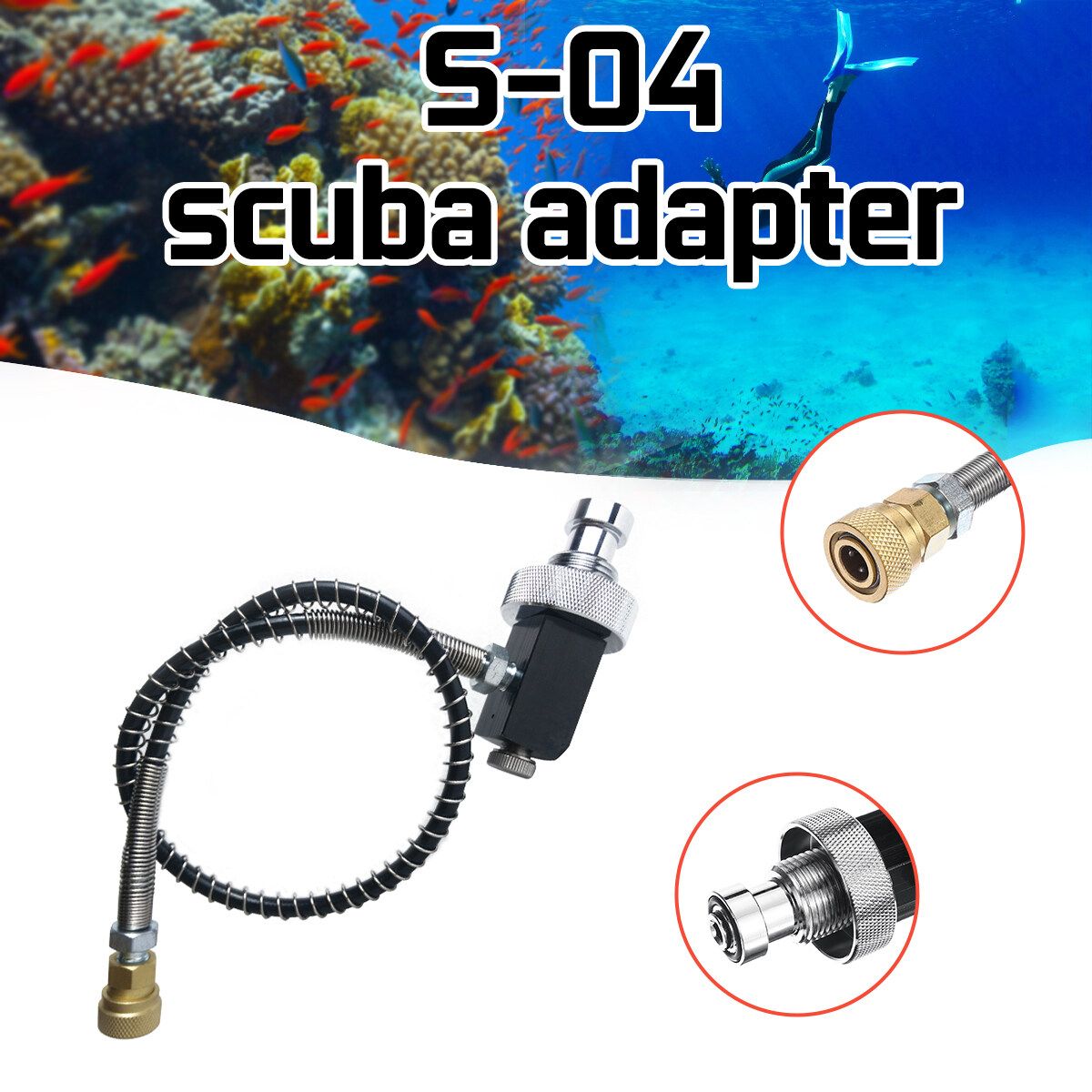 Black S-04 Scuba Adaptor Diving Oxygen Cylinder Inflatable Accessories