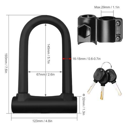 Bike Lock Heavy Duty Bicycle U Lock Secure Lock With