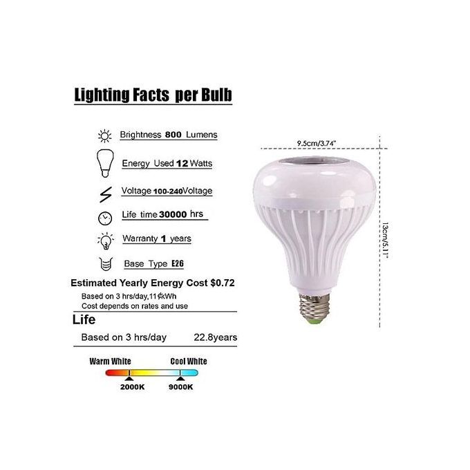 Bluetooth Music Bulb E27 Base RGB Multicolor Changing LED Smart Bulb Speaker HT-S