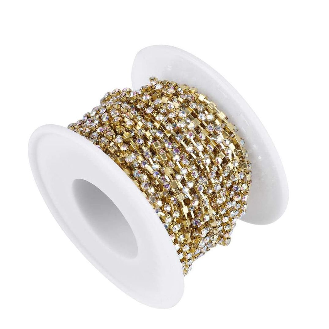 1 Roll Rhinestone Chain Gold/Silver Crystal Chain DIY