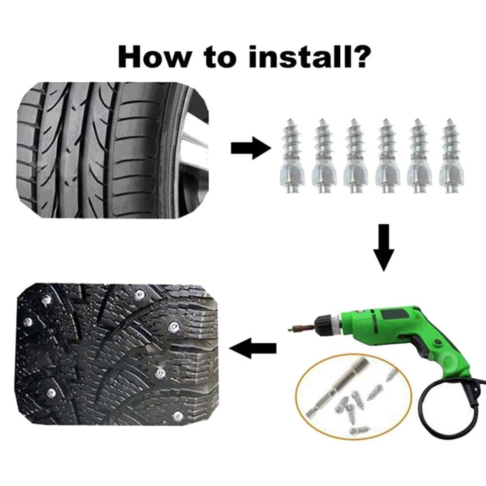 200PCS 4X12mm Wheel Lugs Snow Screw Tire Studs Anti Skid Falling Spikes for Car Motorcycle Bicycle