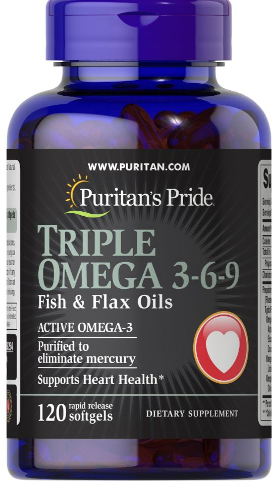 Puritan Pride Triple Omega 3-6-9 Fish, Flax & Borage Oil