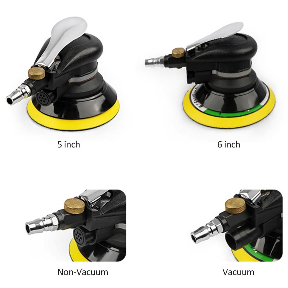 5'' Air Random Orbital Sander Heavy Duty Pneumatic Palm Sander with Hose and Bag Polishing Grinding Sanding for Car Metal Wood Wax Metal Work