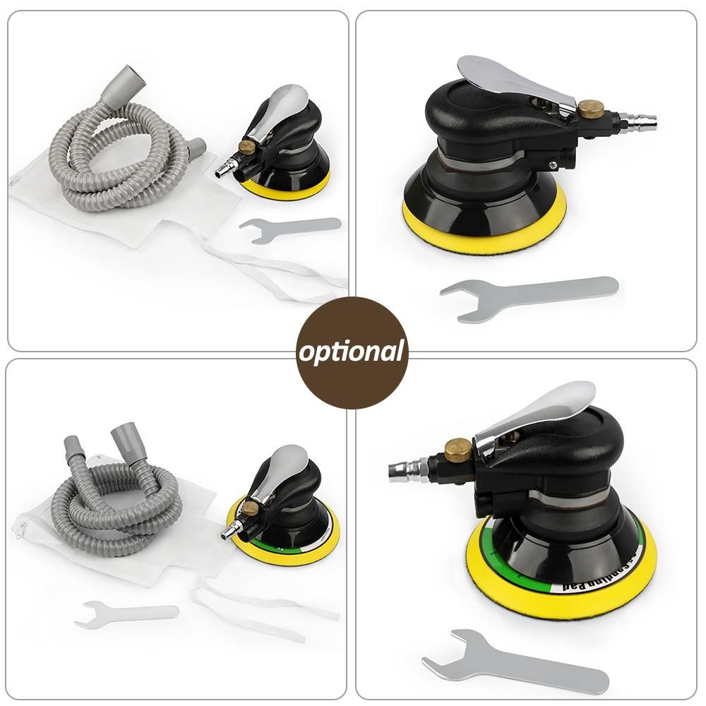 5'' Air Random Orbital Sander Heavy Duty Pneumatic Palm Sander with Hose and Bag Polishing Grinding Sanding for Car Metal Wood Wax Metal Work