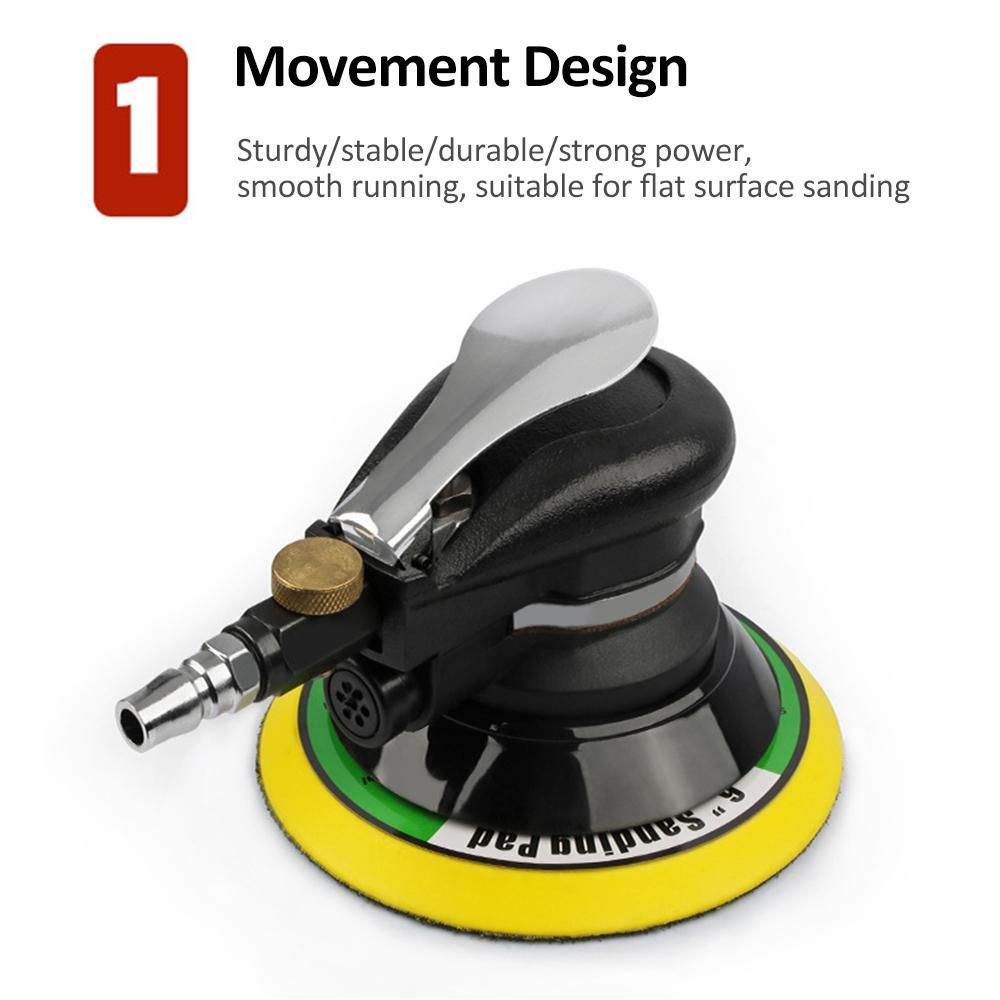 5'' Air Random Orbital Sander Heavy Duty Pneumatic Palm Sander with Hose and Bag Polishing Grinding Sanding for Car Metal Wood Wax Metal Work