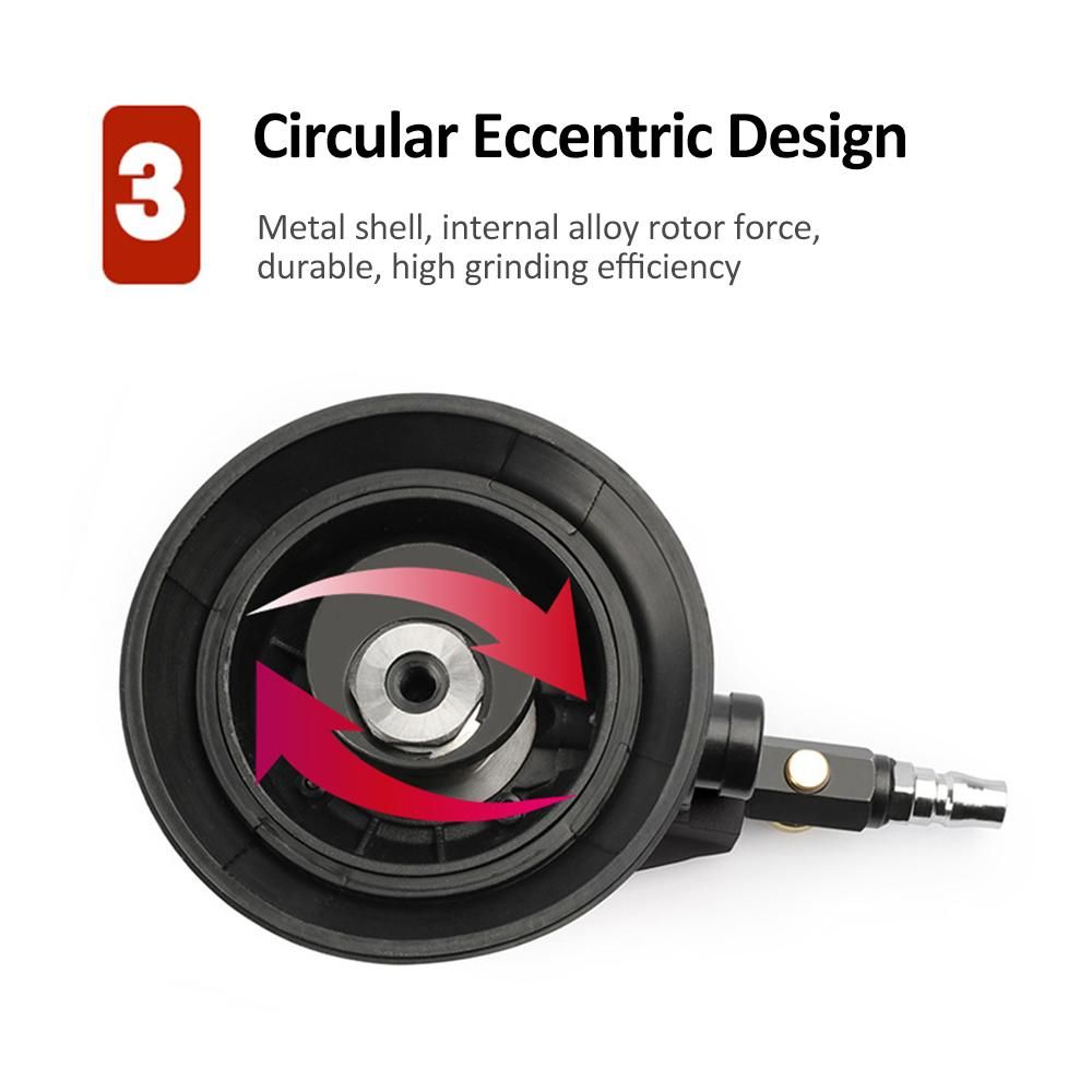 5'' Air Random Orbital Sander Heavy Duty Pneumatic Palm Sander with Hose and Bag Polishing Grinding Sanding for Car Metal Wood Wax Metal Work