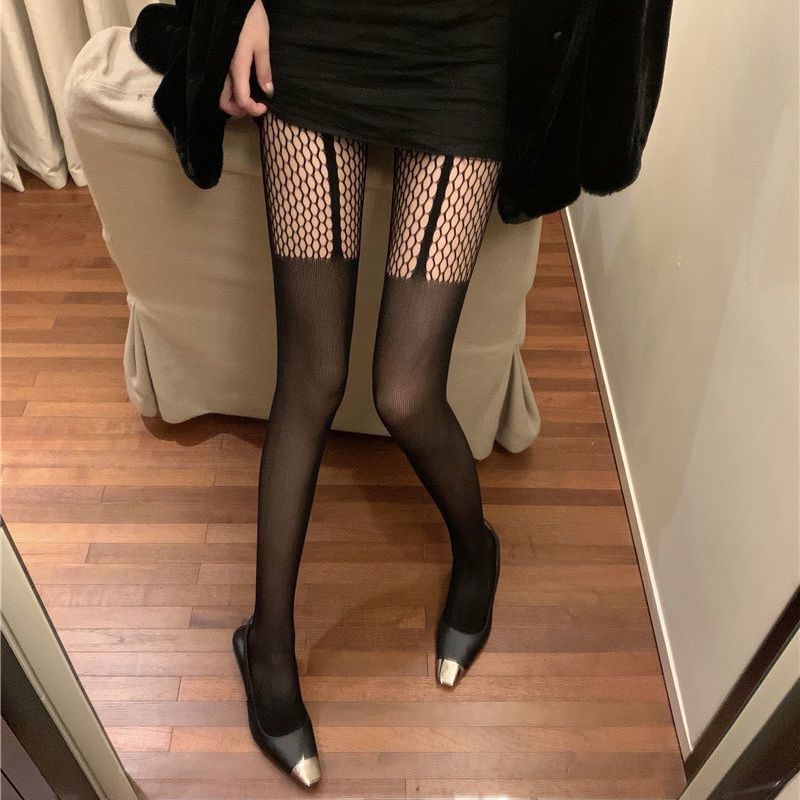 Sexy Lingerie Stockings Black Fishnet Jacquard Stocking Pantyhose Tights WK22