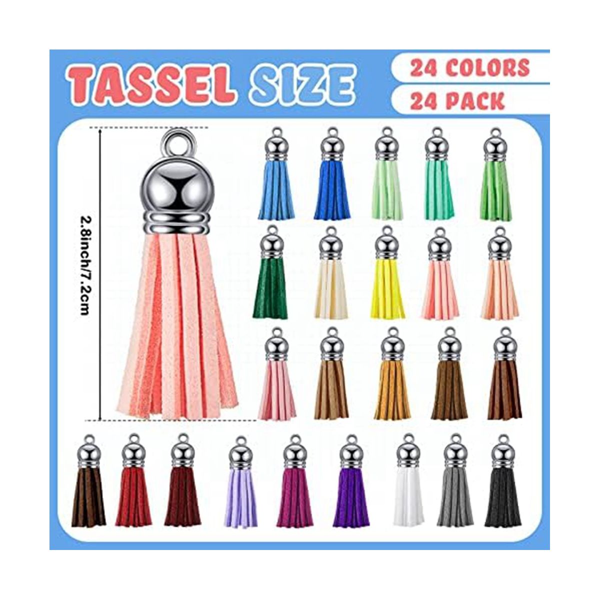 24Pcs Acrylic PhotoFrame Keychains with Tassels 5.6 X 4.0cm Keychain Clear Acrylic Blank Key Ring DIY Craft Project