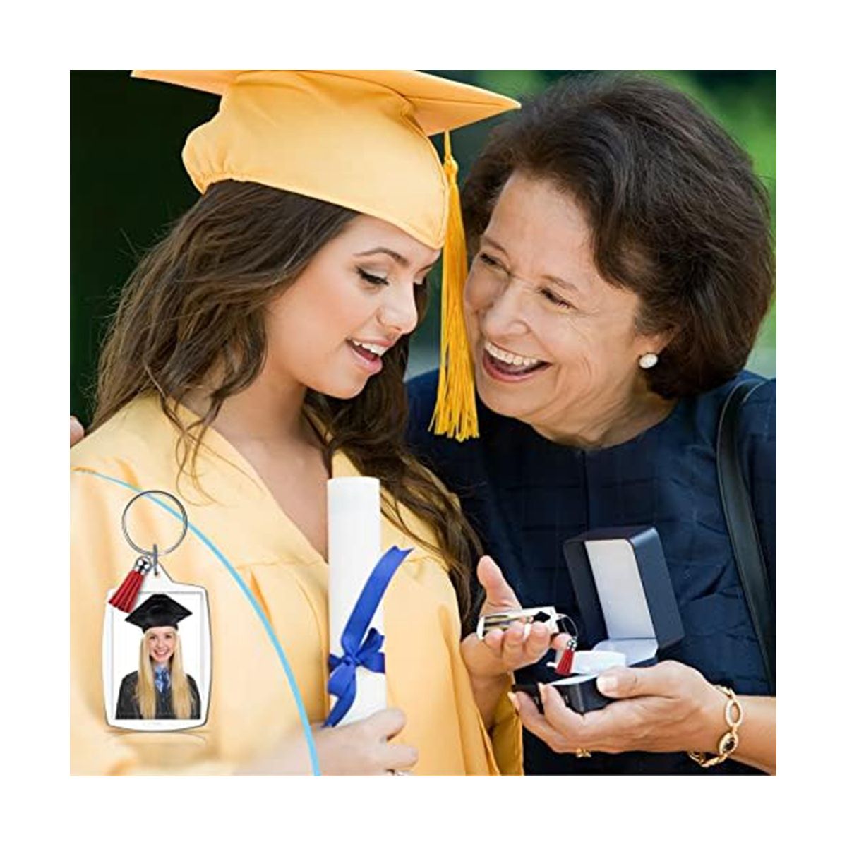 24Pcs Acrylic PhotoFrame Keychains with Tassels 5.6 X 4.0cm Keychain Clear Acrylic Blank Key Ring DIY Craft Project