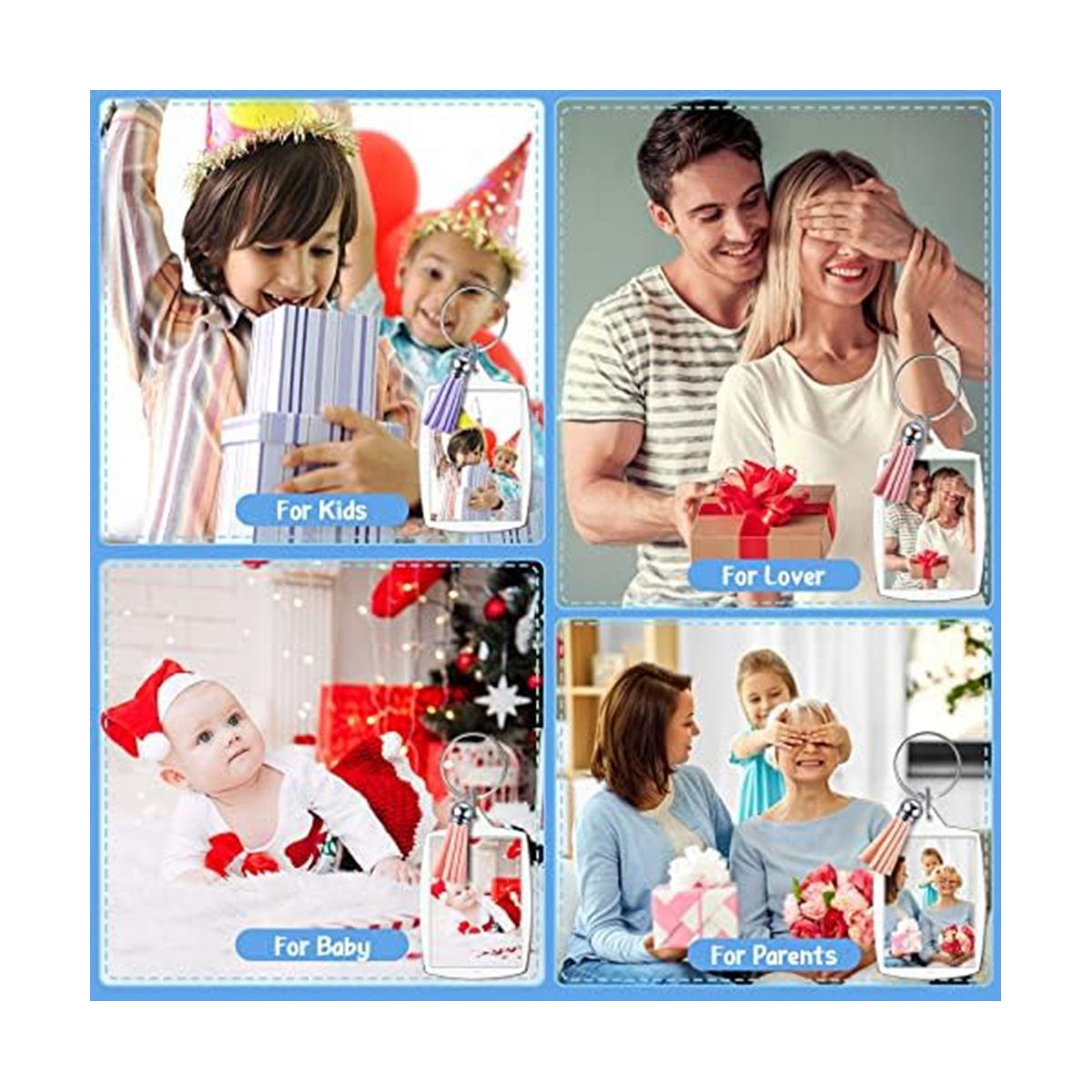 24Pcs Acrylic PhotoFrame Keychains with Tassels 5.6 X 4.0cm Keychain Clear Acrylic Blank Key Ring DIY Craft Project