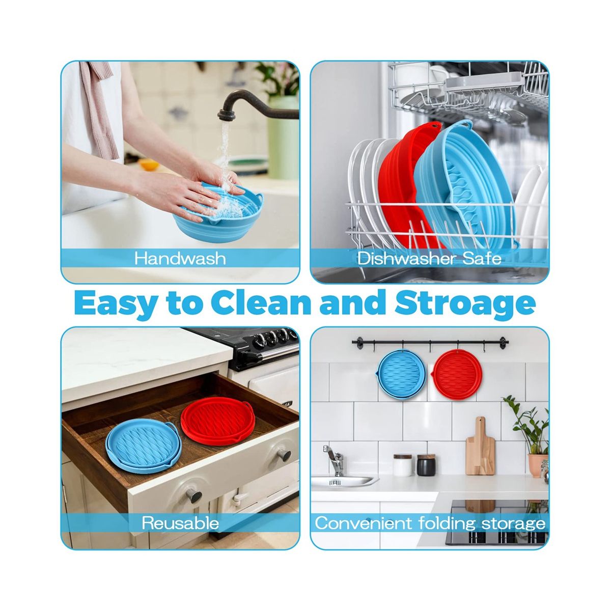 Foldable Silicone Air Fryer Liners, Non-Stick Air Fryer