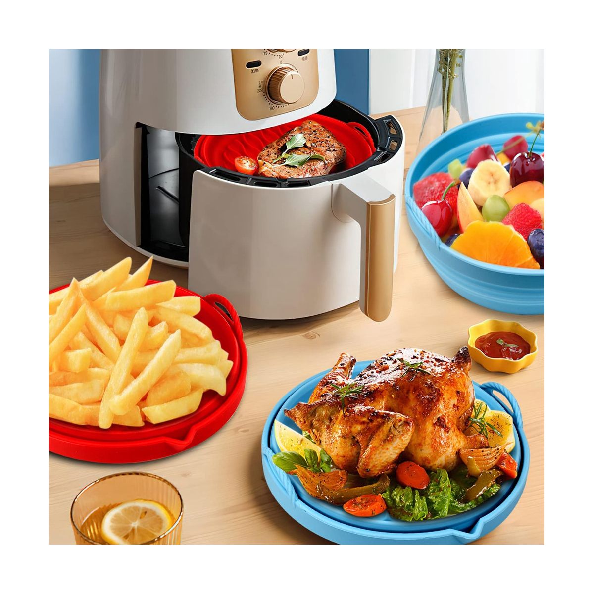 Foldable Silicone Air Fryer Liners, Non-Stick Air Fryer