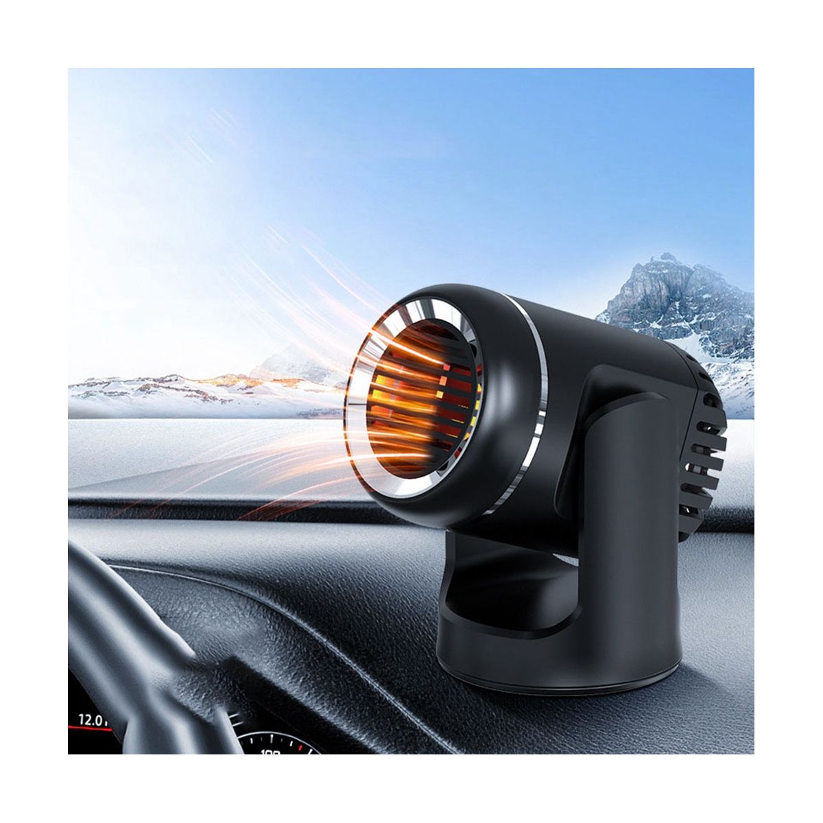 Car Glass Defogger Car Heater Car Defroster 12V Quick Heat Black