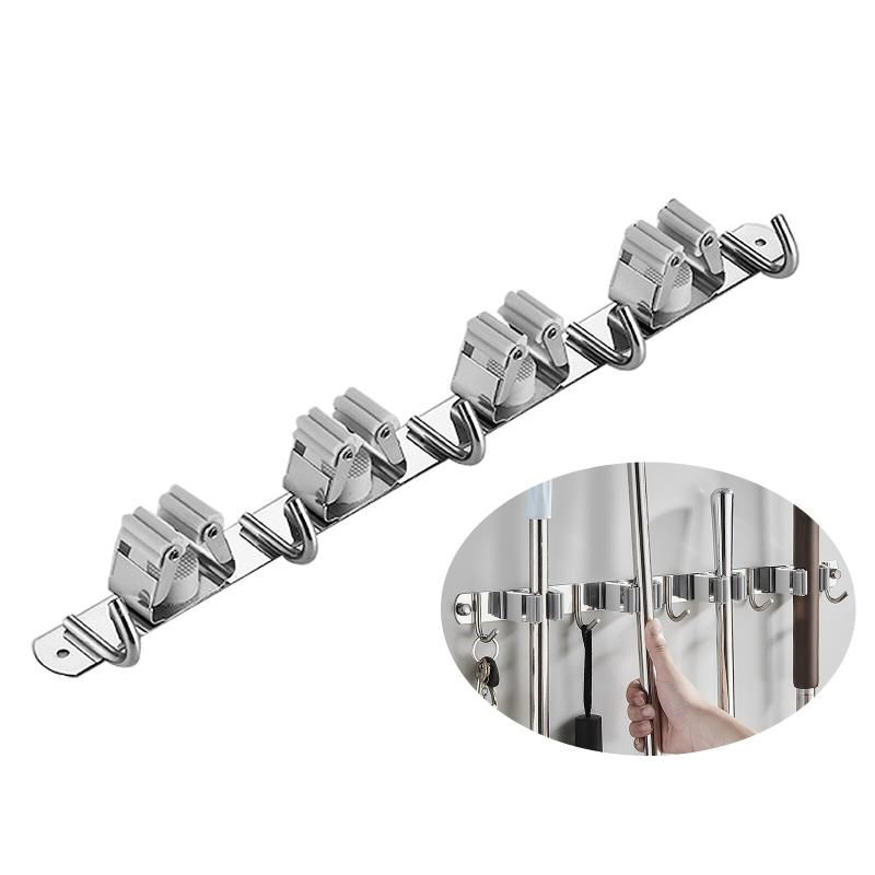 Mop And Broom Holder 4 Positions 5 Hooks Wall Mounted Organi