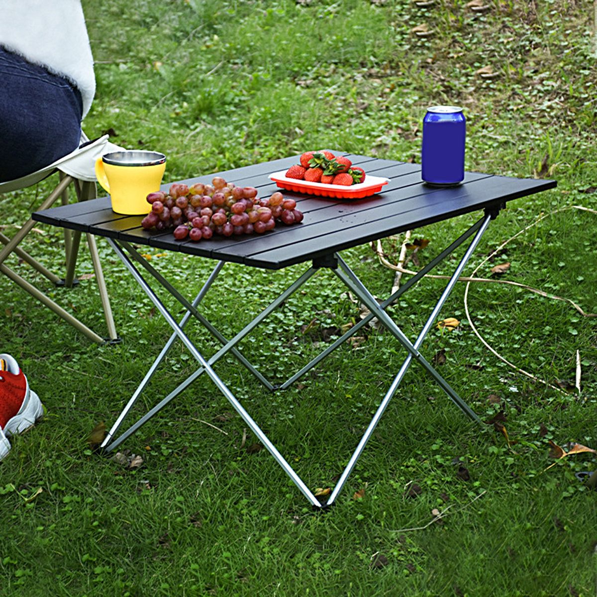 Collapsible Table High Hardness Aluminum Alloy Collapsible Table Black