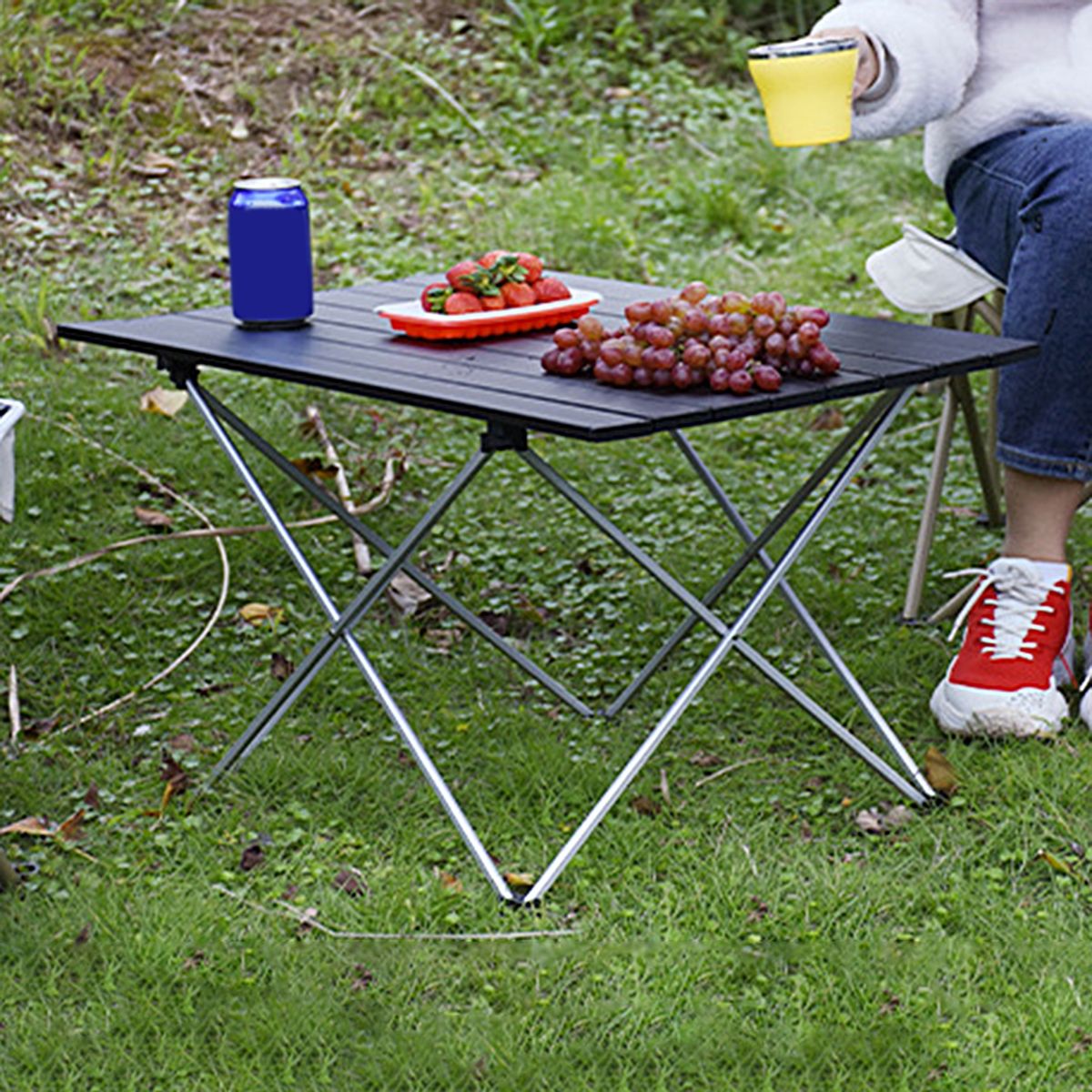 Collapsible Table High Hardness Aluminum Alloy Collapsible Table Black