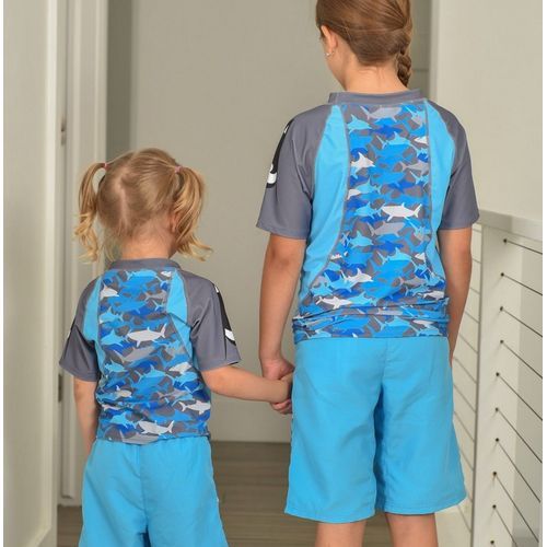 Shark Rash Guard Youth Large Complete W Shark Fin