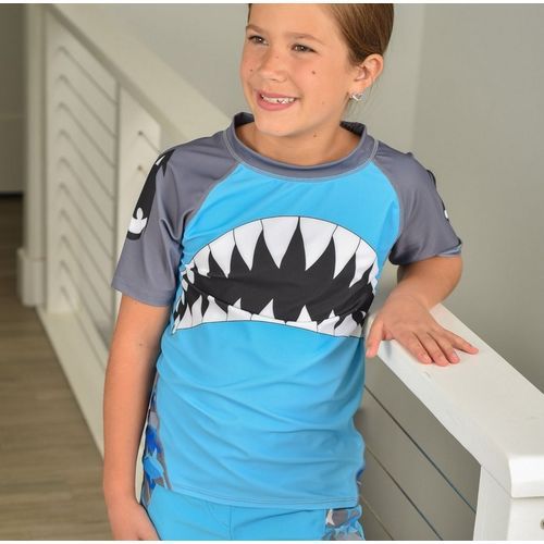 Shark Rash Guard Youth Large Complete W Shark Fin