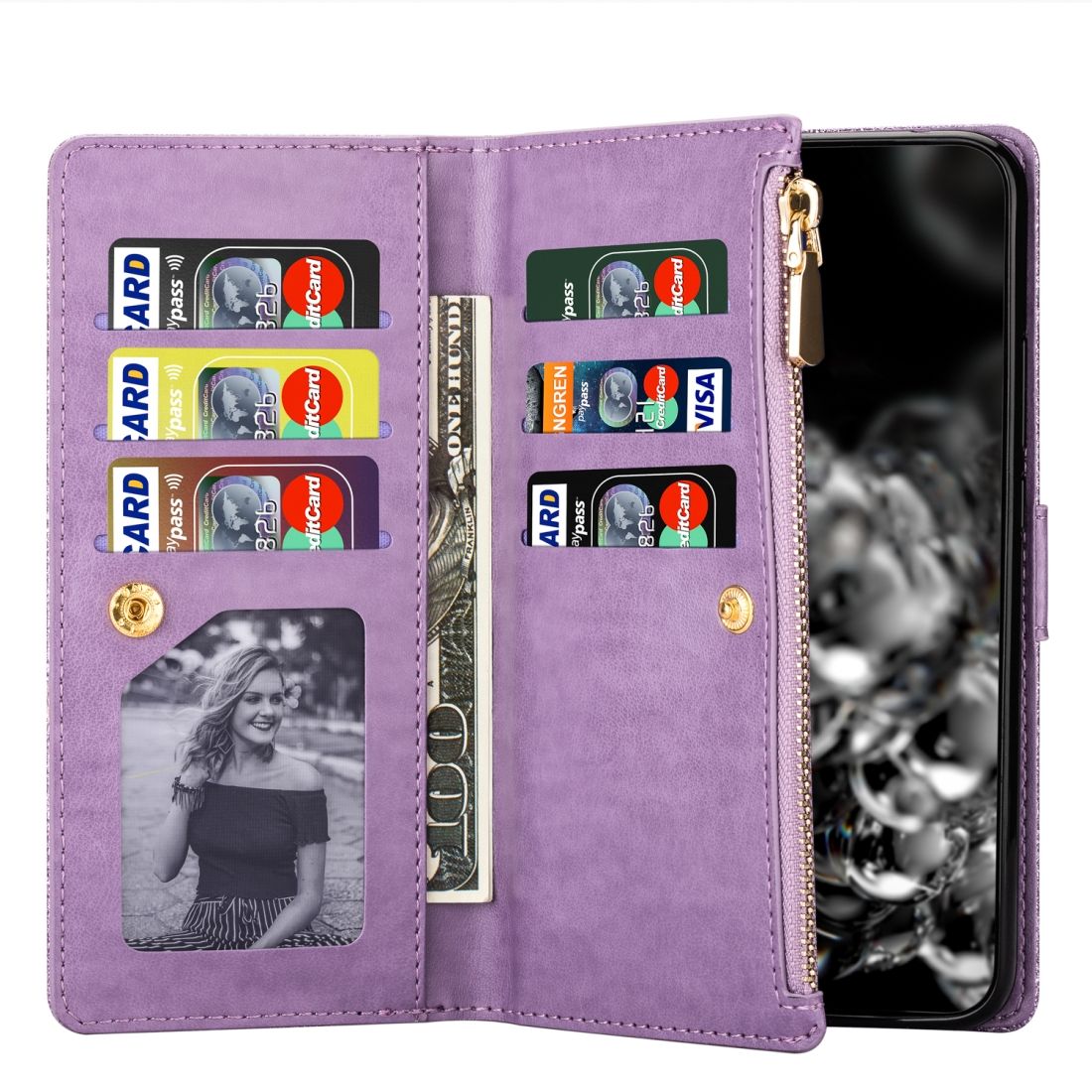 For Huawei Mate 10 Pro Glitter Zipper Leather Case