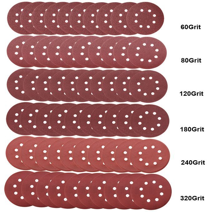 60PCS 5 Inch Sanding Disc Sandpaper 60 80 120 180 240 320 Po
