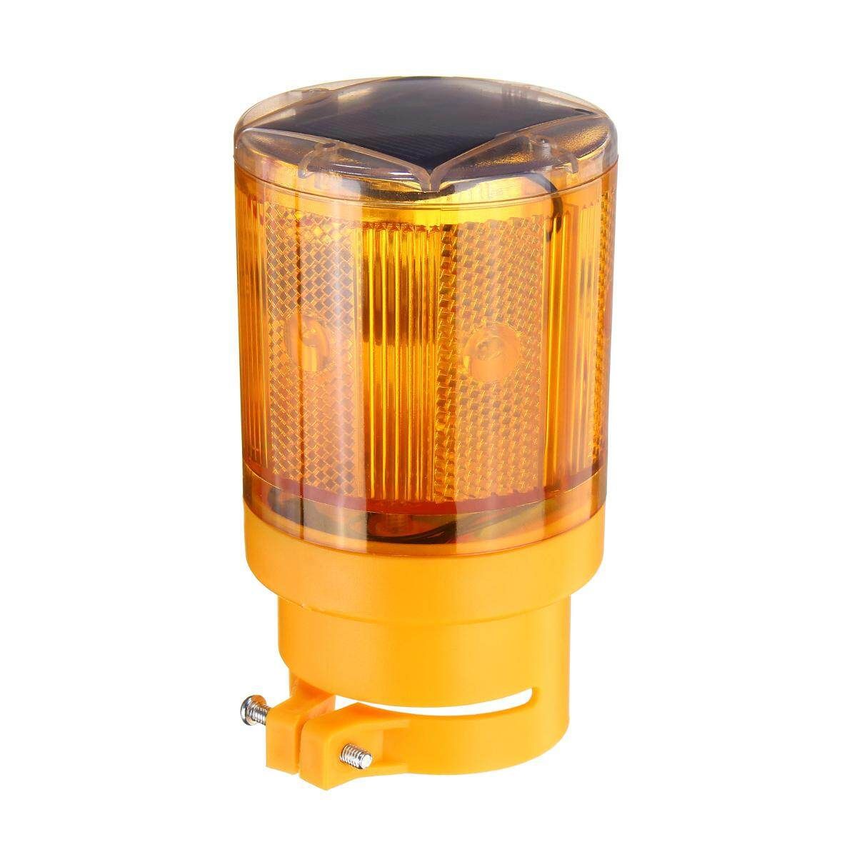 Solar Powered LED Traffic Strobe Warning Lights Flicker Beacon Road Sign Lam Yellow Light