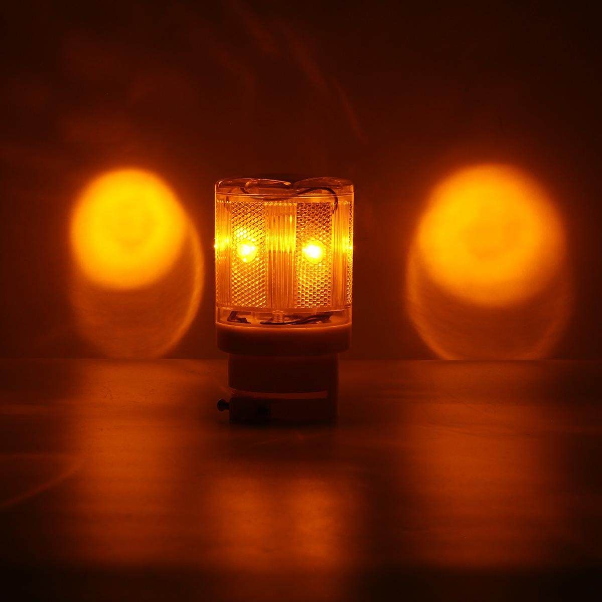 Solar Powered LED Traffic Strobe Warning Lights Flicker Beacon Road Sign Lam Yellow Light