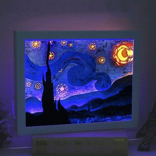 Starry Night Bedside Lamp Led Light Indoor Lighting Van Gogh Veilleuse Enfant Home Deco Bed Usb Star Nachtlamp Room Decoration