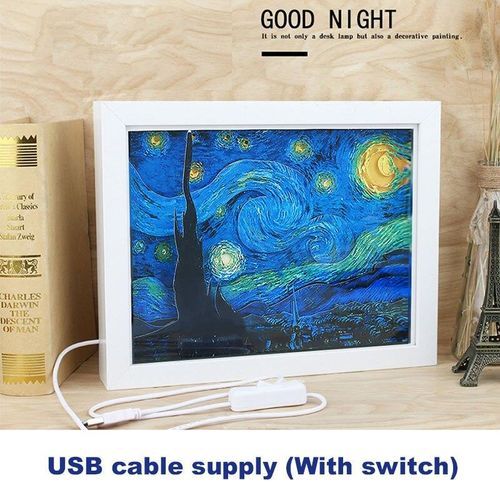 Starry Night Bedside Lamp Led Light Indoor Lighting Van Gogh Veilleuse Enfant Home Deco Bed Usb Star Nachtlamp Room Decoration