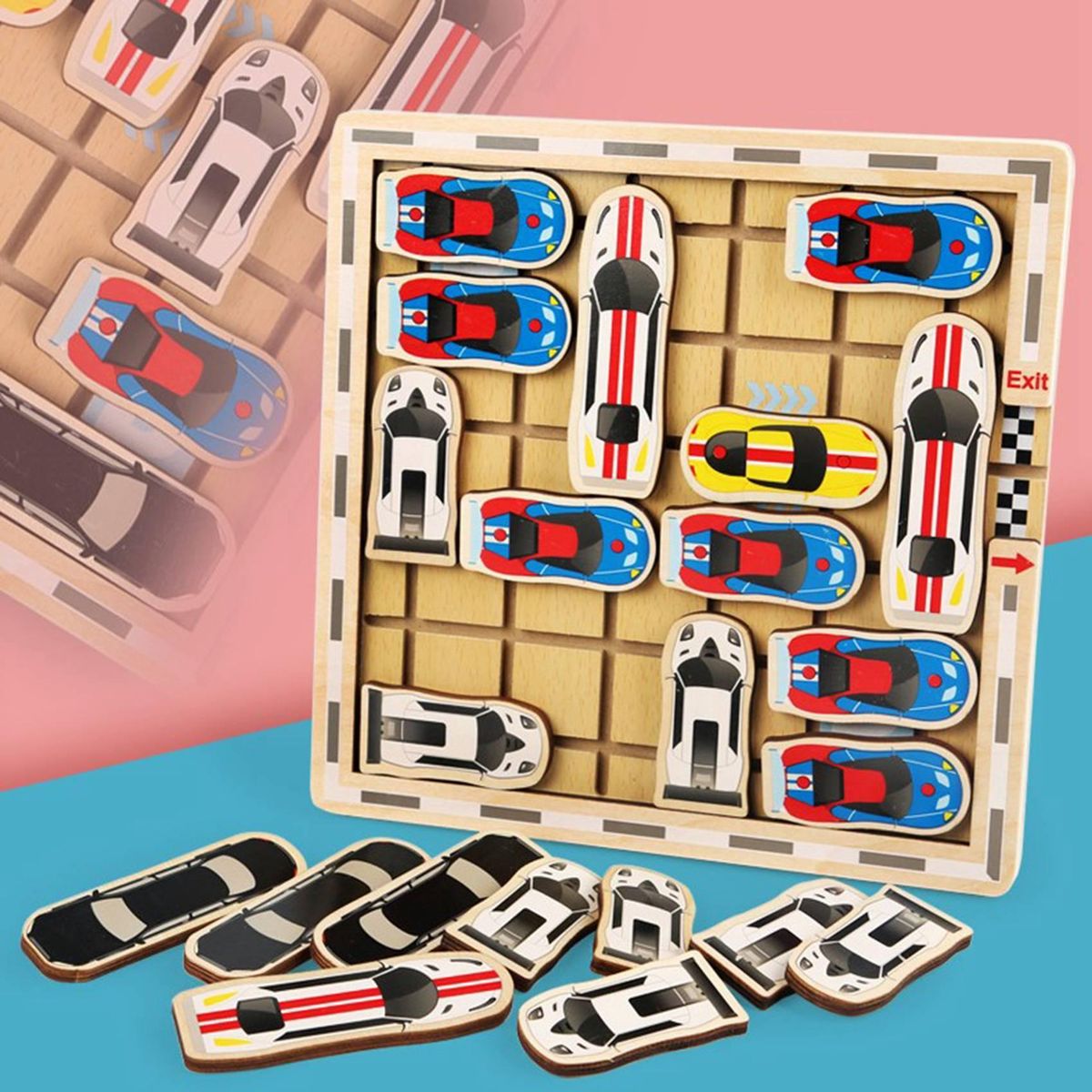 Funny Move Car Table Board Game Wooden Toys Educational
