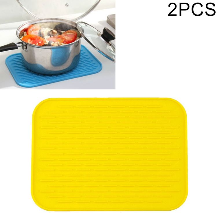 2 PCS Thicken Colorful Silicone Insulation Mat European Anti-burning Pot Pad Table Waterproof  Phone Pad(Yellow)