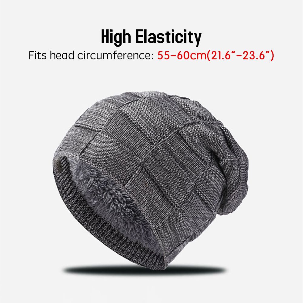 Winter Knitted Beanie Hat And Scarf Gloves Set Thick Fleece