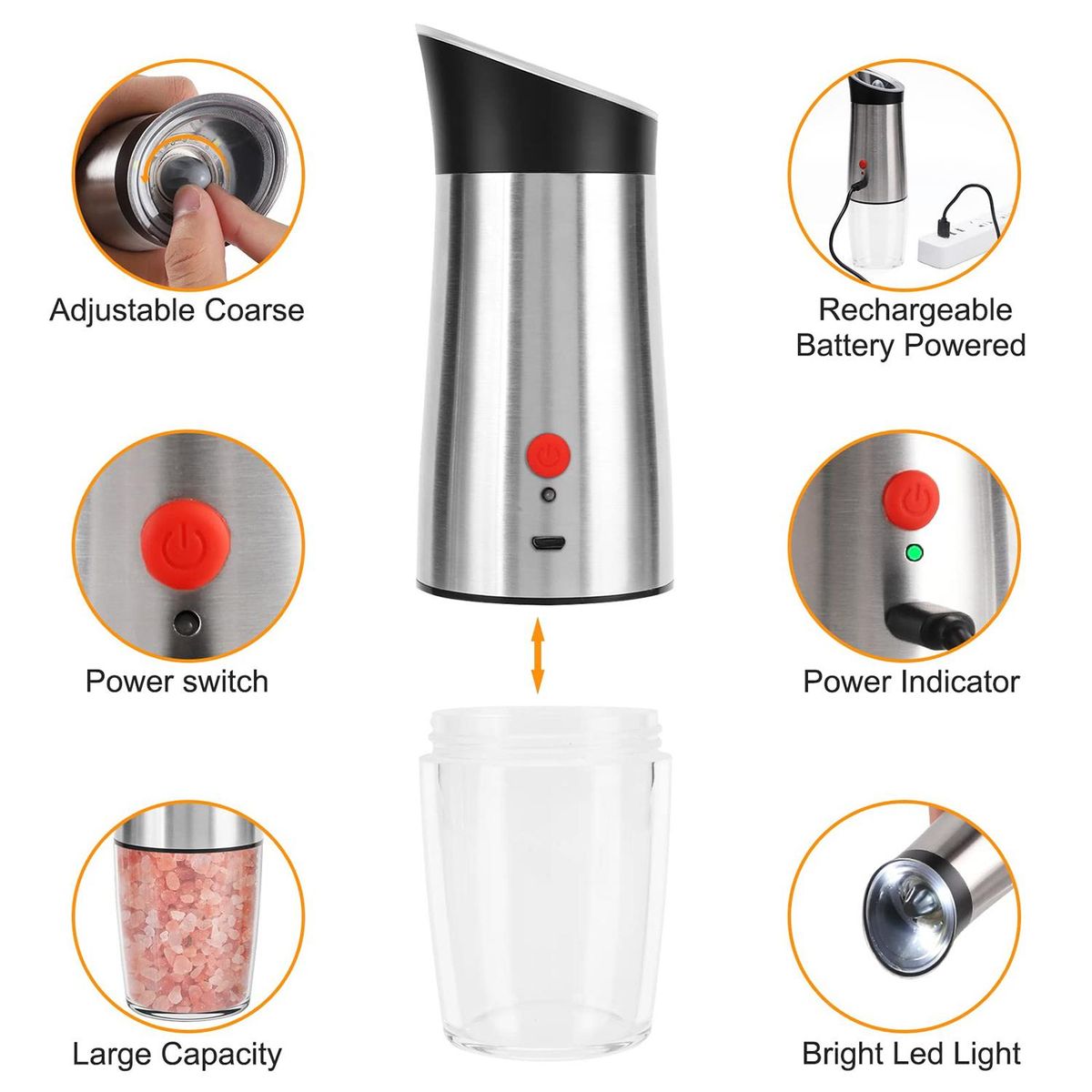 Electric Stanless Steel Spice Pepper Mill Kitchen tools