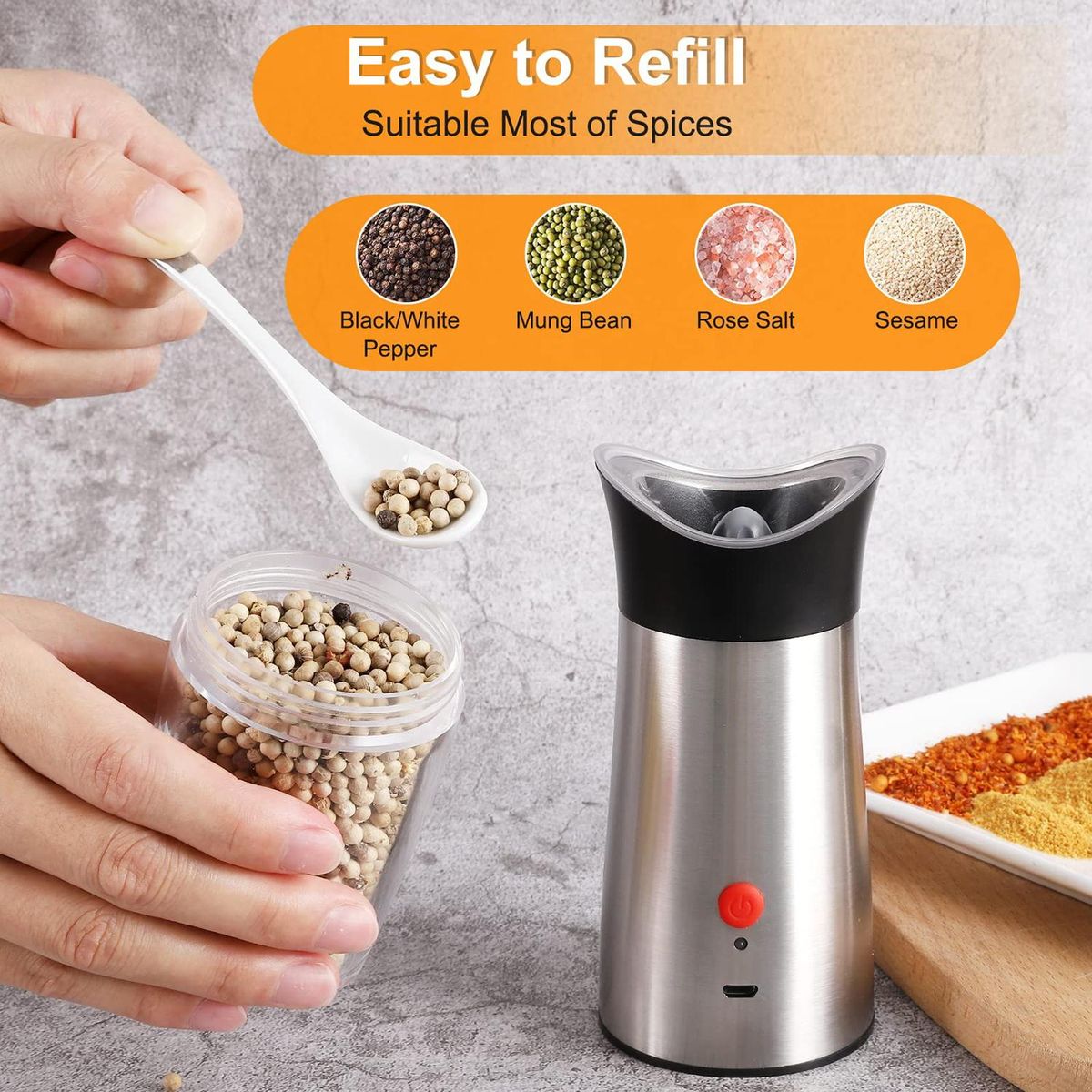 Electric Stanless Steel Spice Pepper Mill Kitchen tools