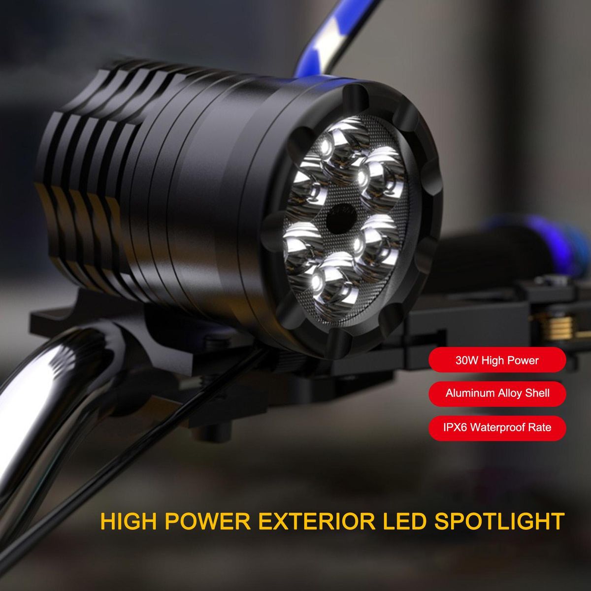 Spotlight LED Waterproof 30W Driving Lamp Super Bright Aluminum Alloy for Scooter Motorcycle Car Universal