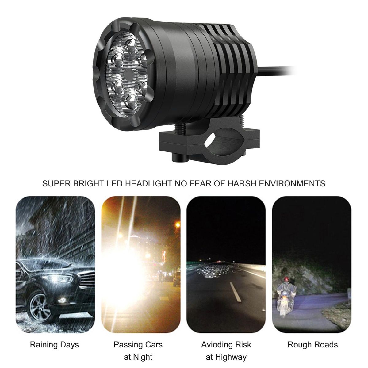 Spotlight LED Waterproof 30W Driving Lamp Super Bright Aluminum Alloy for Scooter Motorcycle Car Universal