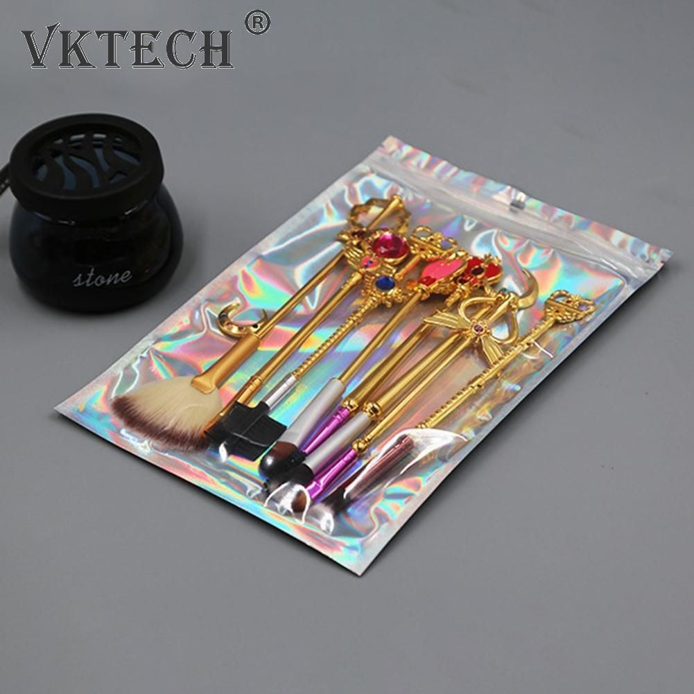 100pcs Smell Proof Mylar Bags Resealable Odor Proof Bags Holographic Packaging  Bag Food Jewelry Laser Zip Lock Bag-10.5x15CM