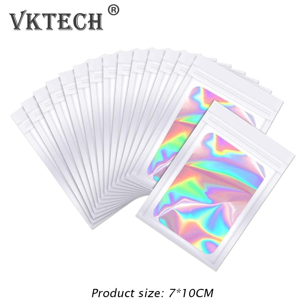 100pcs Smell Proof Mylar Bags Resealable Odor Proof Bags Holographic Packaging  Bag Food Jewelry Laser Zip Lock Bag-10.5x15CM