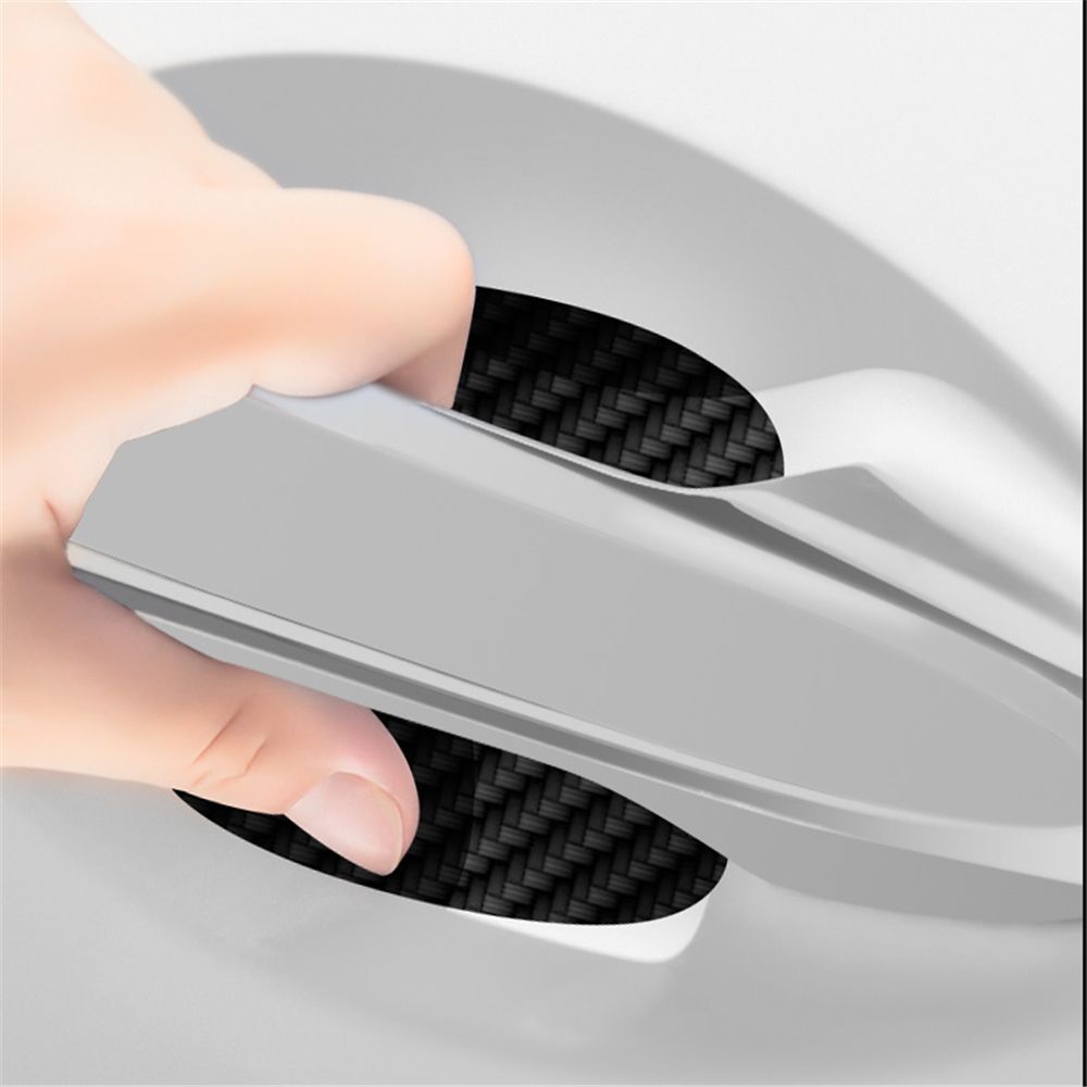 4Pcs/Set Car Door Sticker Carbon Fiber Scratches Resistant Cover Auto Handle Protection Film Exterior Automotive Interior Free -