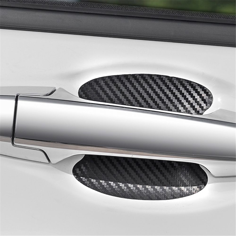 4Pcs/Set Car Door Sticker Carbon Fiber Scratches Resistant Cover Auto Handle Protection Film Exterior Automotive Interior Free -