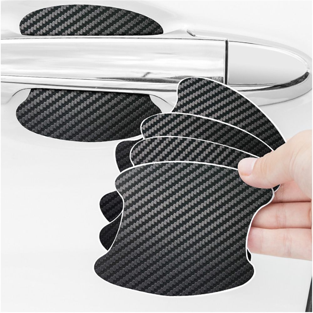 4Pcs/Set Car Door Sticker Carbon Fiber Scratches Resistant Cover Auto Handle Protection Film Exterior Automotive Interior Free -